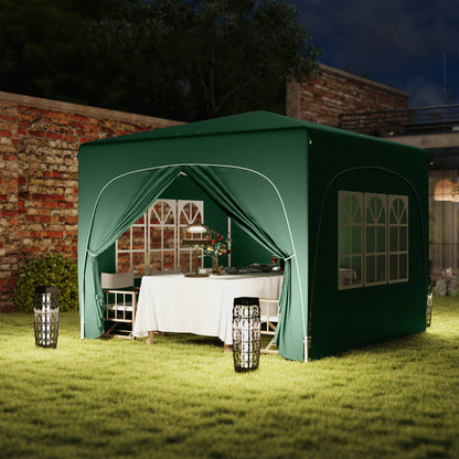 3 x 3(m) UPF50+ Pop Up Gazebo with Sides and Carry Bag, Dark Green