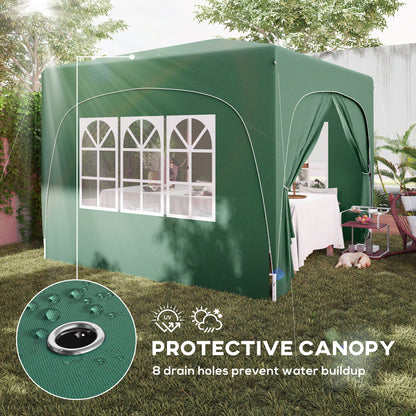 3 x 3(m) UPF50+ Pop Up Gazebo with Sides and Carry Bag, Dark Green