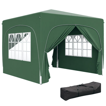 3 x 3(m) UPF50+ Pop Up Gazebo with Sides and Carry Bag, Dark Green