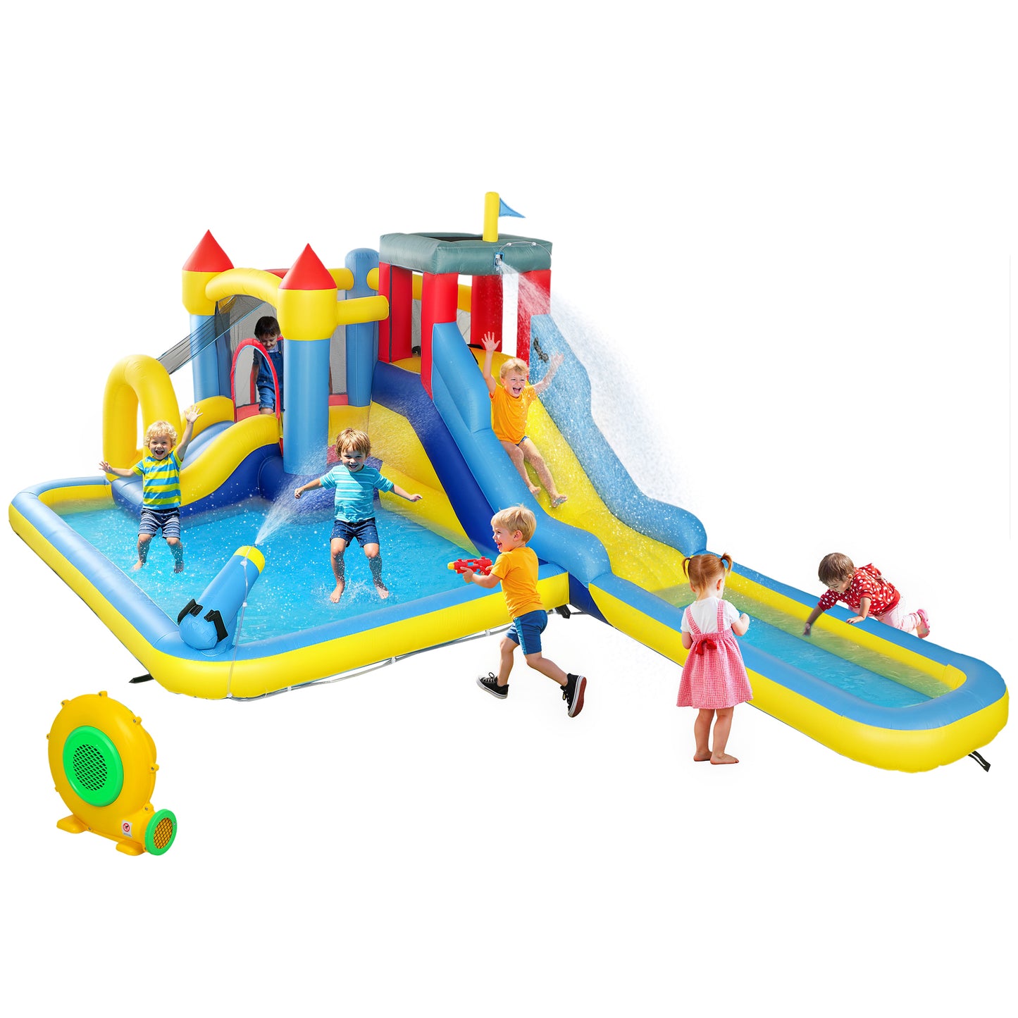 Inflatable Bouncy Castle, Water Bounce House 6 in 1 with Blower