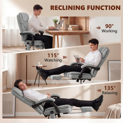 Executive Office Chair, Desk Chair with Massage and Heat, Grey