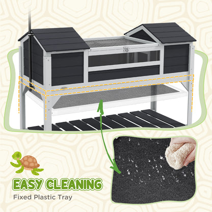 Tortoise House w/ Adjustable Lamp Holder, Openable Lid, Dual Main Houses