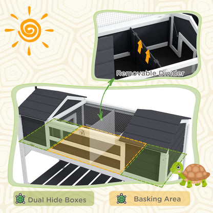 Tortoise House w/ Adjustable Lamp Holder, Openable Lid, Dual Main Houses