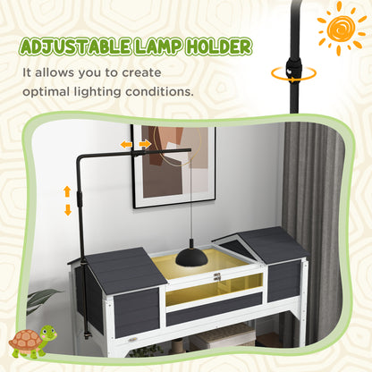 Tortoise House w/ Adjustable Lamp Holder, Openable Lid, Dual Main Houses