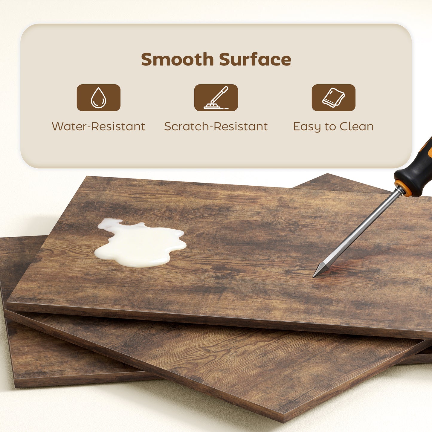 Foldable Computer Desk, Office Desk for Small Spaces, Rustic Brown
