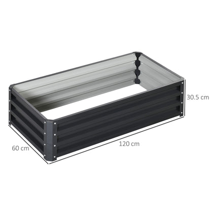 Set of 2 Raised Garden Bed Elevated Planter Box for Flowers Grey