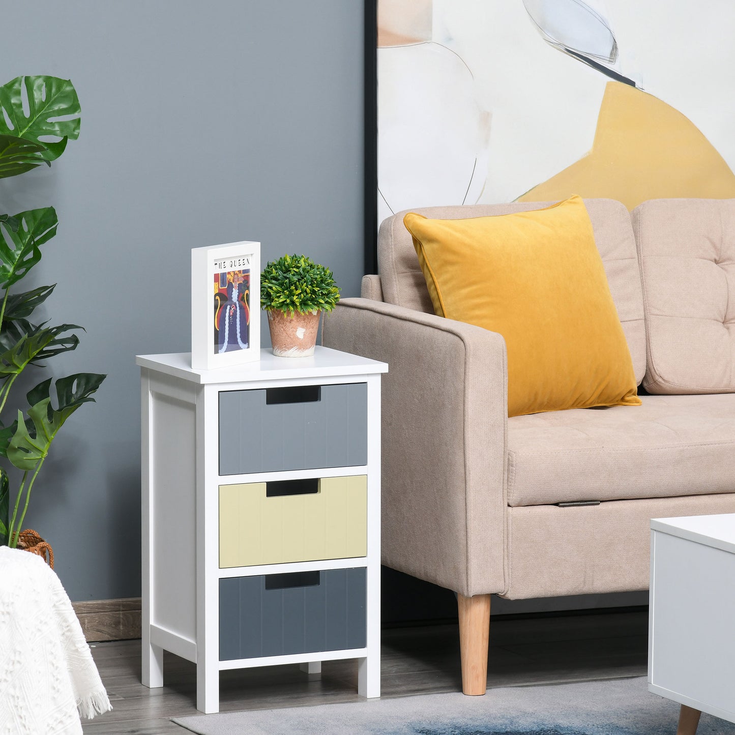 3 Drawer Colourful Storage Cabinet Tower Dresser Chest Organiser Home