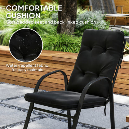 7 PCs Garden Dining Set w/ Umbrella Hole & Cushion, Black