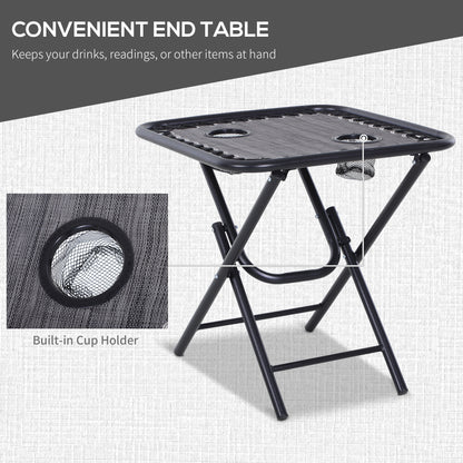 3PC Zero Gravity Chairs Sun Lounger Table Set W/ Cup Holders Light Grey