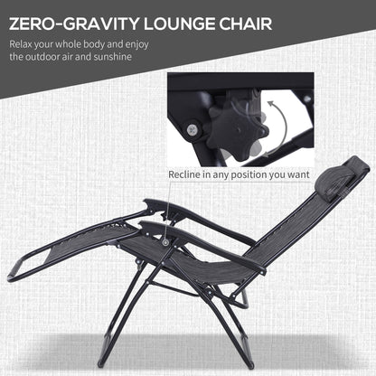 3PC Zero Gravity Chairs Sun Lounger Table Set W/ Cup Holders Light Grey