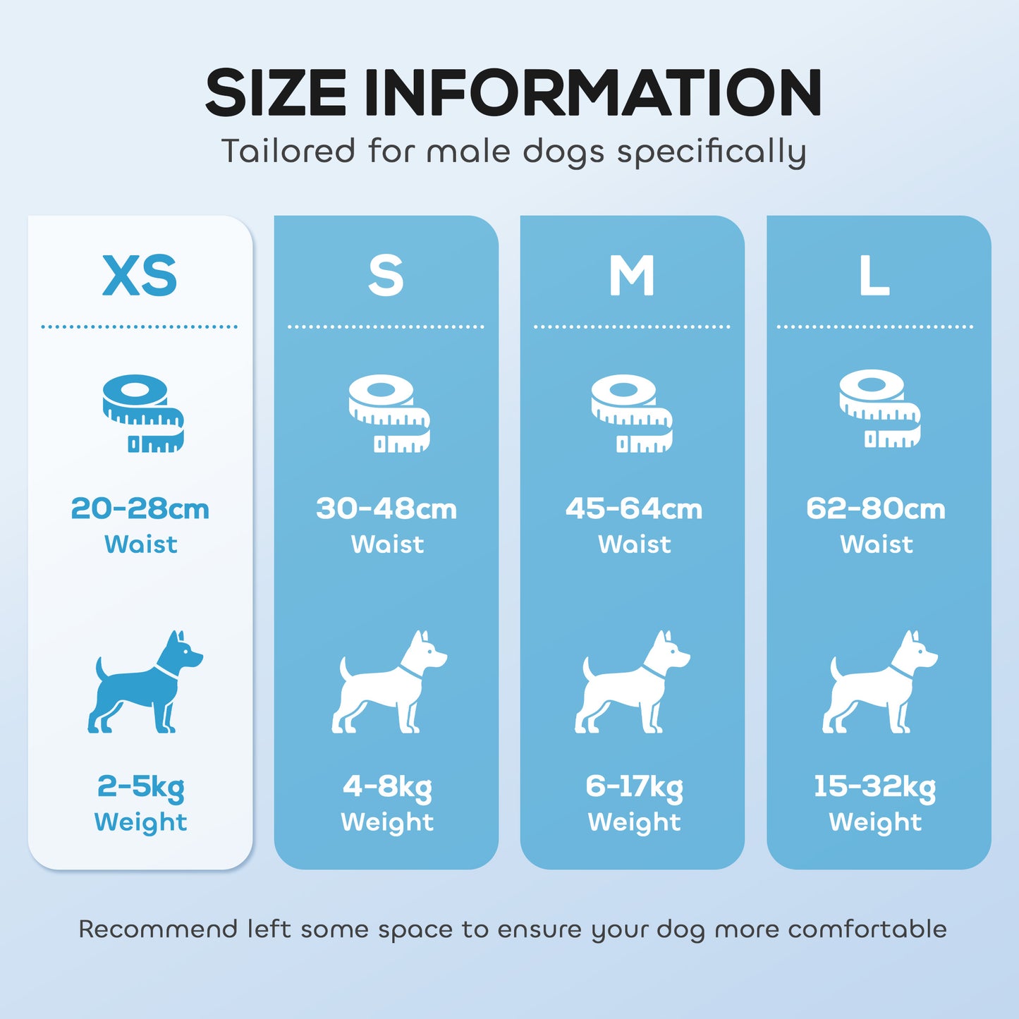 Disposable Dog Diapers Male, 48 Count Absorbent Dog Nappies, Puppy Sanitary Wraps Panties for Incontinence or Excitable Urination and Training, XS, 20-28 cm