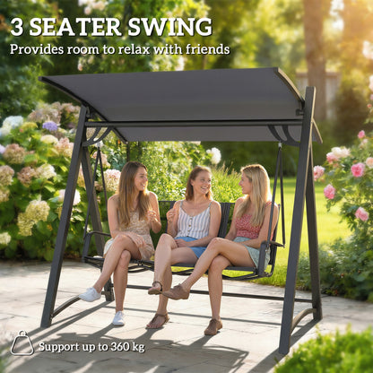3 Seater Swing Chair, Garden Swing Bench with Adjustable Canopy