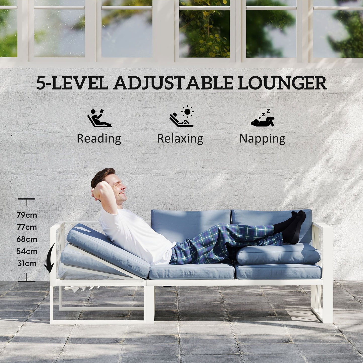 5 Seater Sectional Outdoor Sofa Set with Loveseats for Garden Grey