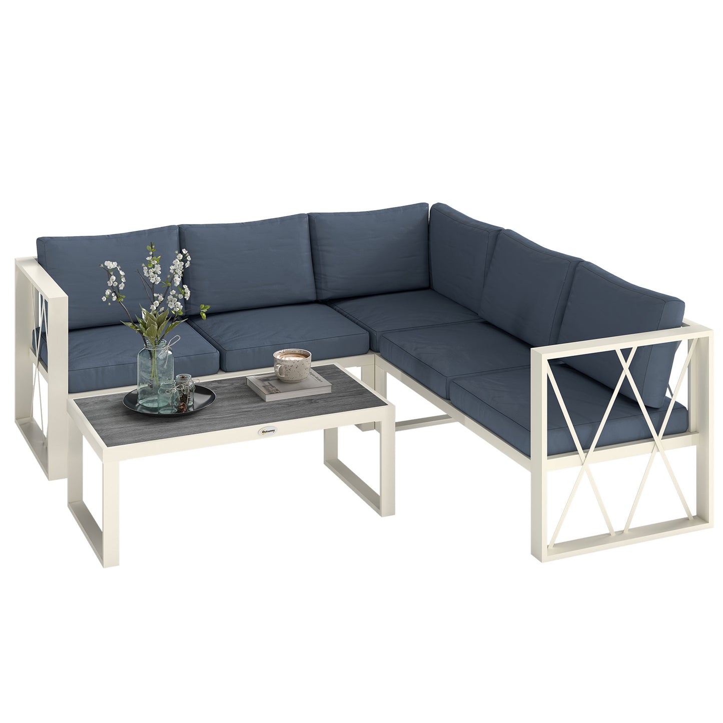 5 Seater Sectional Outdoor Sofa Set with Loveseats for Garden Grey