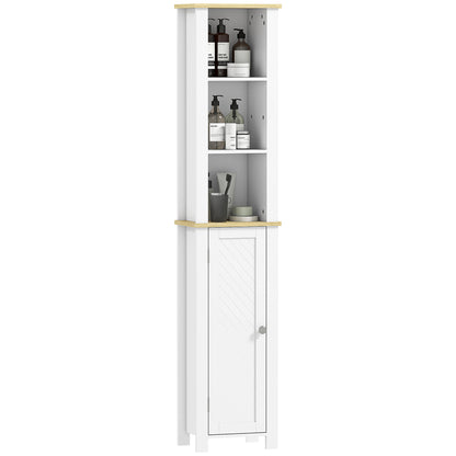 Slim Bathroom Storage Unit with Open Compartment, White