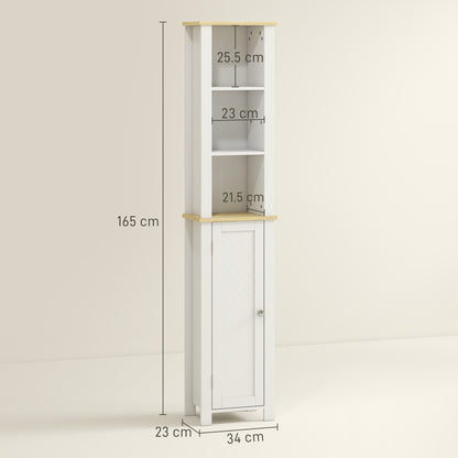 Slim Bathroom Storage Unit with Open Compartment, White