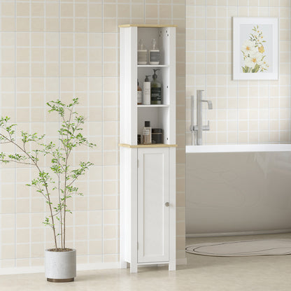 Slim Bathroom Storage Unit with Open Compartment, White