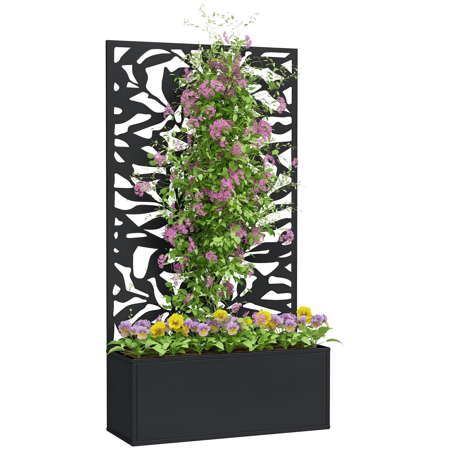 Metal Garden Bed with Trellis, Raised Planter with Privacy Panel