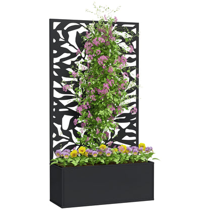 Metal Garden Bed with Trellis, Raised Planter with Privacy Panel