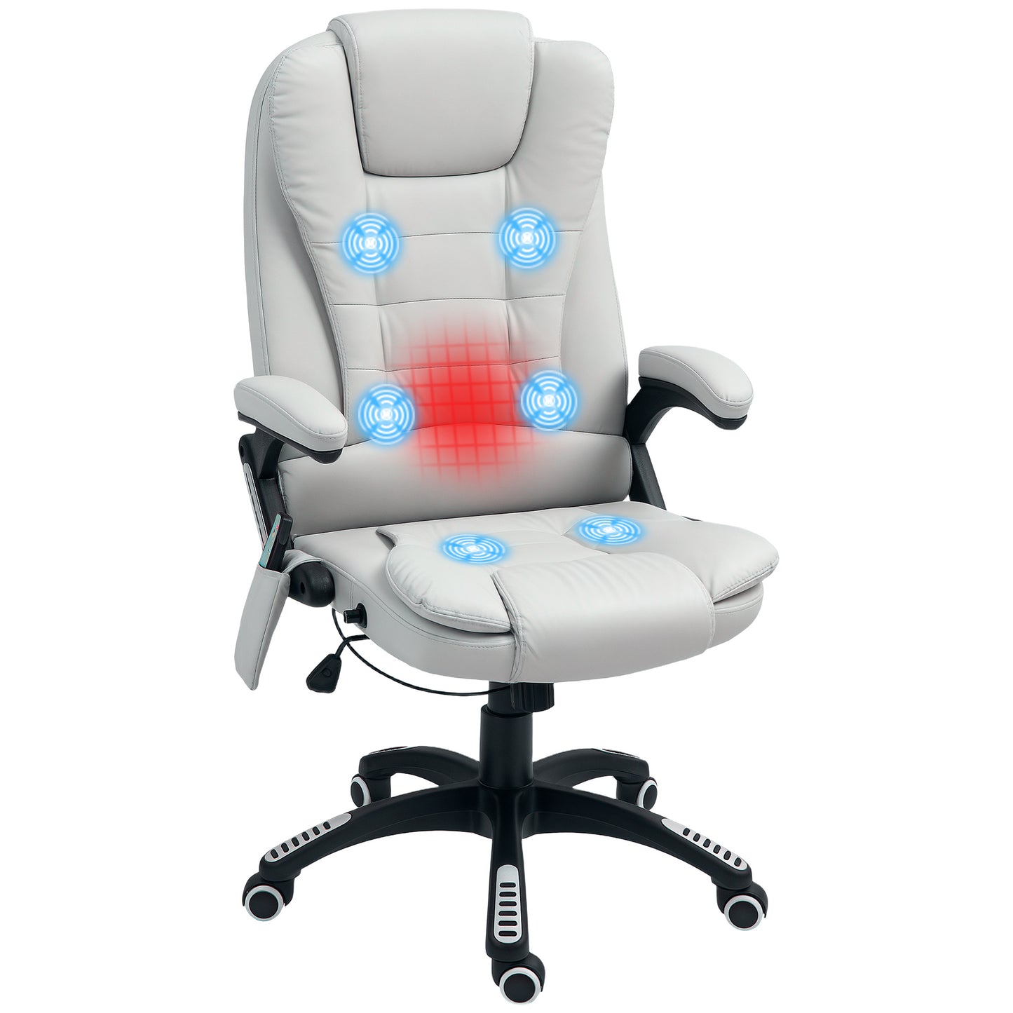 Heated Vibrating Massage Chair with Reclining Function, Light Grey