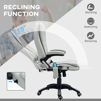 Heated Vibrating Massage Chair with Reclining Function, Light Grey