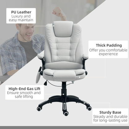 Heated Vibrating Massage Chair with Reclining Function, Light Grey