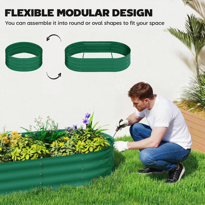 5 x 3 x 6ft Galvanised Raised Garden Bed with Trellis, Green