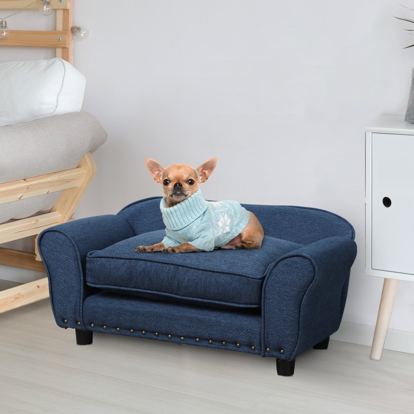 Dog Sofa Bed Pet Chair w/ Soft Cushion, for XS and S Dogs - Blue