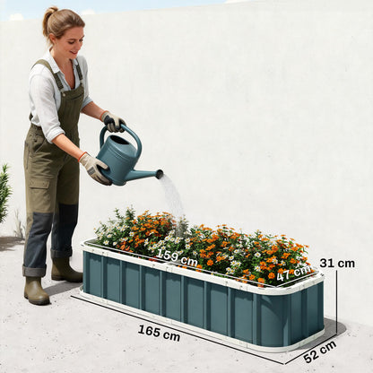 Galvanised Raised Garden Bed with Gloves, Dark Grey
