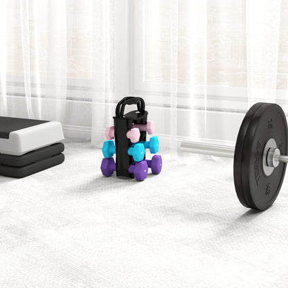 Dumbbells Set with Storage Rack, 2 x 1kg, 2 x 2kg, 2 x 3kg, Pink