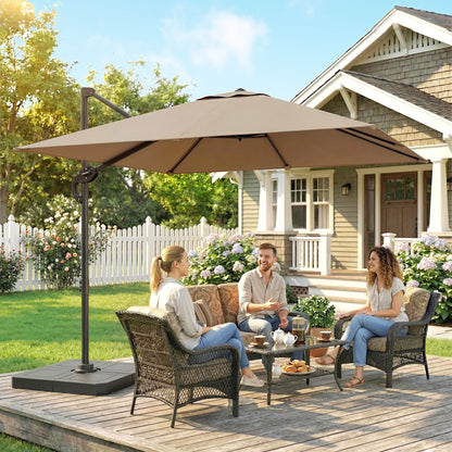 2.4 x 2.4 m Cantilever Parasol w/ Umbrella Weights, Khaki