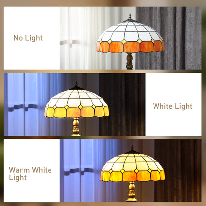 Floor Lamp with Handcrafted Stained Glass Shade, Vintage Standing Lamp