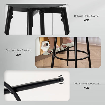 Swivel Bar Stools Set of 2, PU Leather Barstools with Footrest