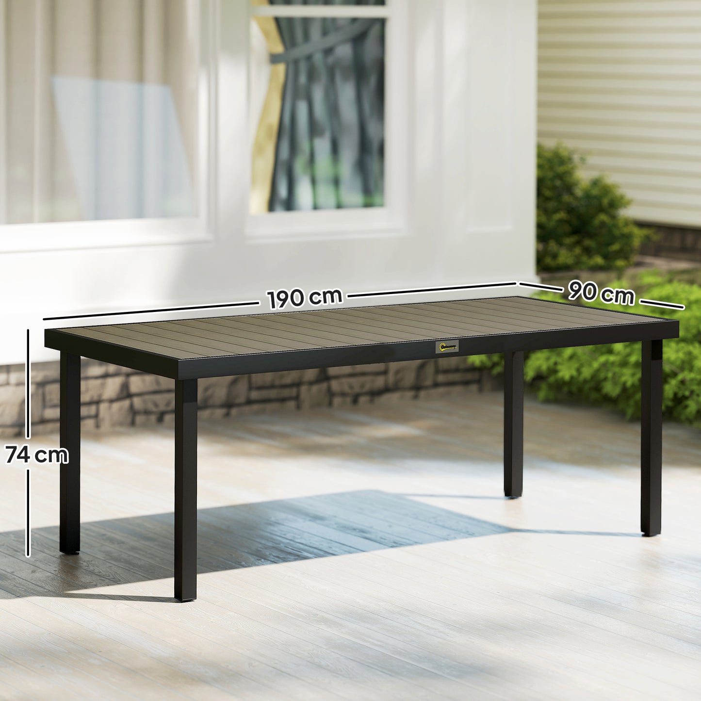Garden Dining Table for 8, Aluminium Frame for Patio, Brown
