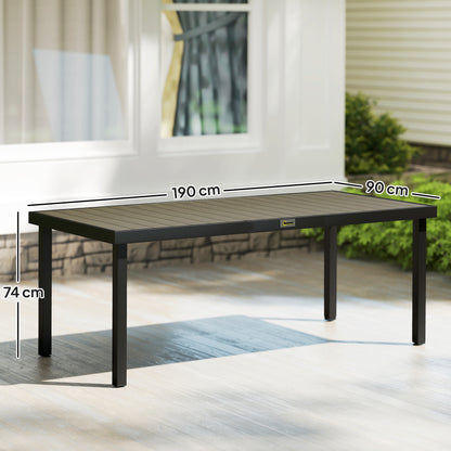 Garden Dining Table for 8, Aluminium Frame for Patio, Brown
