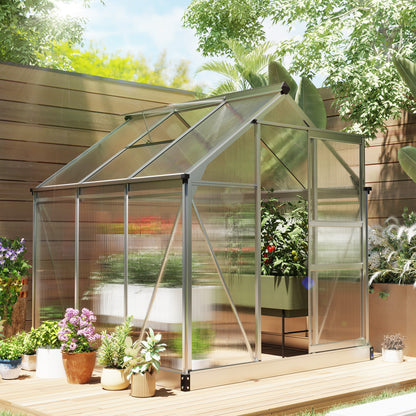 6x6ft Walk-In Polycarbonate Greenhouse Plant Grow Aluminium Frame