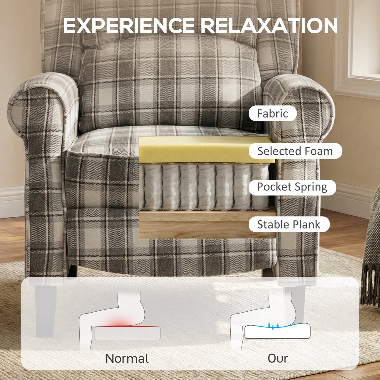 Recliner Chair for Living Room Wingback Chair with Padded Armrest