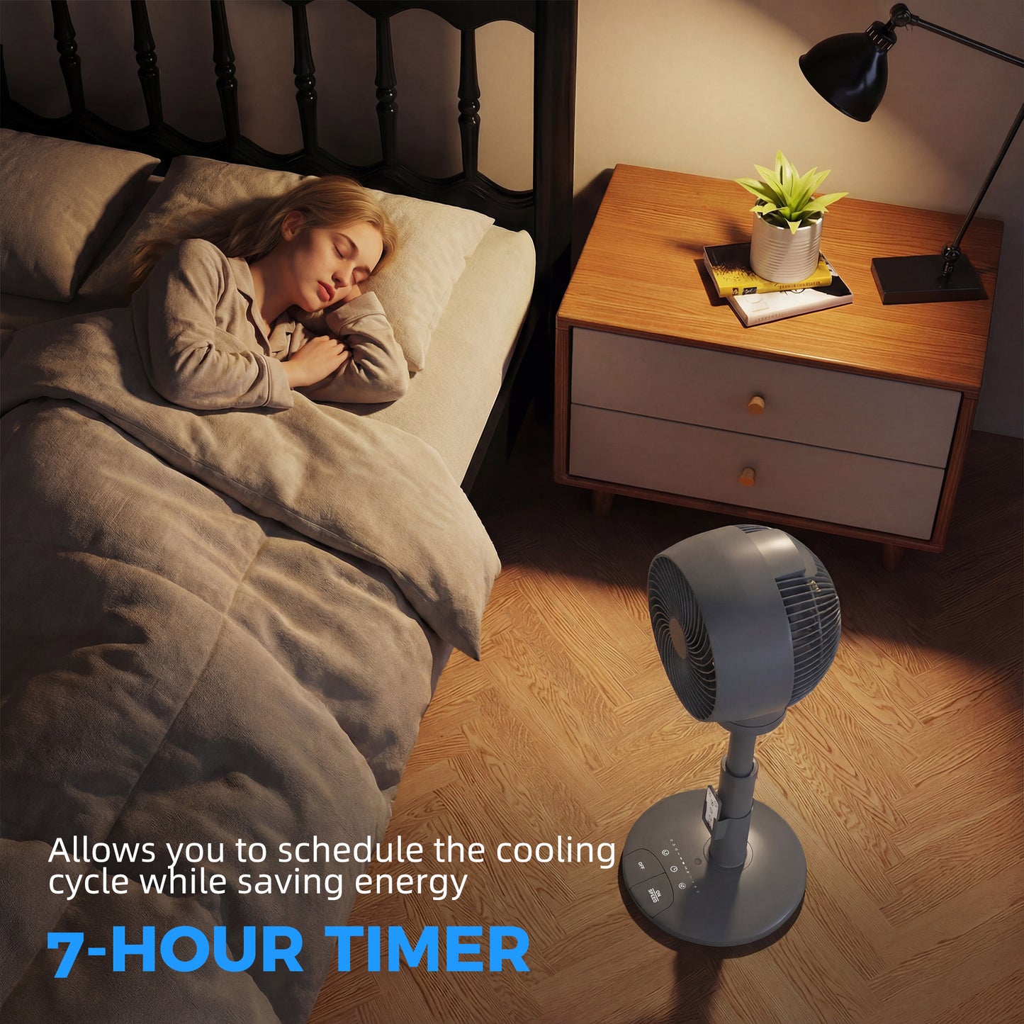 9" Pedestal Cooling Fan with Adjustable Speed and Mode, Grey