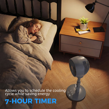 9" Pedestal Cooling Fan with Adjustable Speed and Mode, Grey