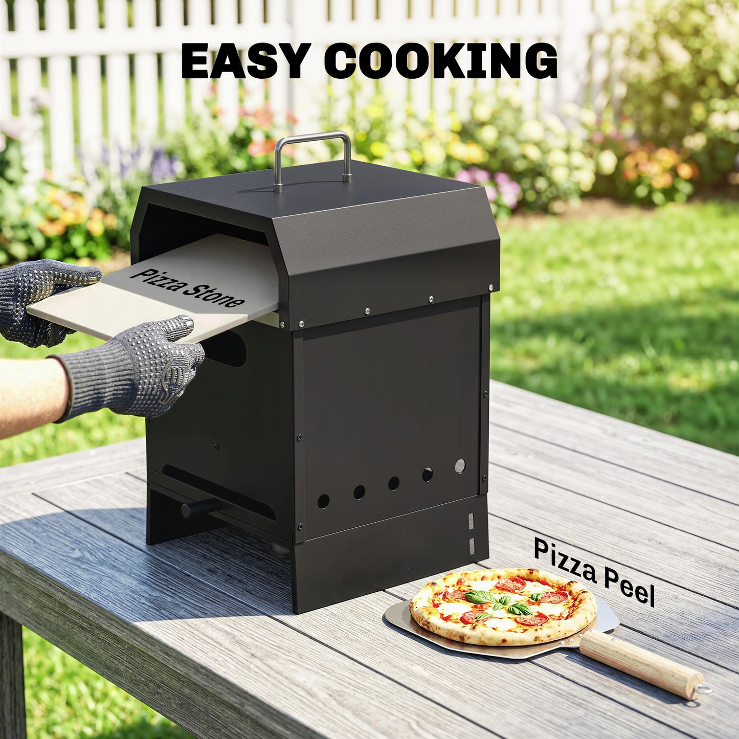 3 in 1 Portable Wood Fired Outdoor Pizza Oven with Handles