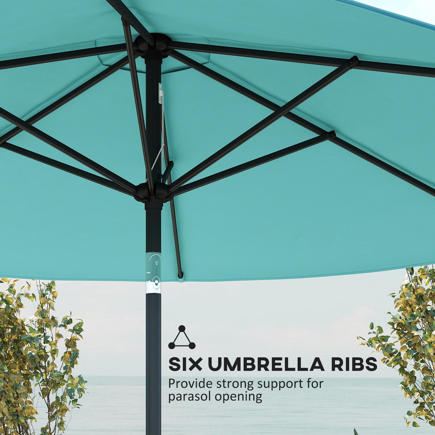 2.6M Garden Parasol Umbrella with Aluminium Pole, Tilt, Turquoise