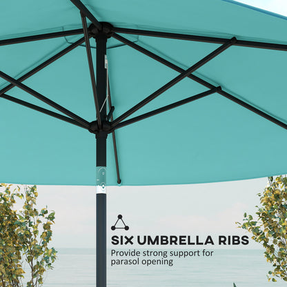2.6M Garden Parasol Umbrella with Aluminium Pole, Tilt, Turquoise