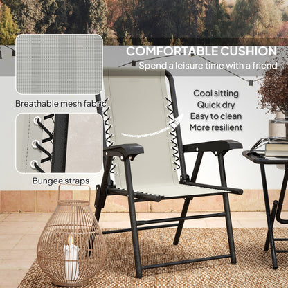 3 Pieces Folding Garden Bistro Set with Cup Holders, Cream White