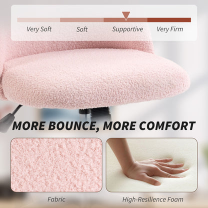 Desk Chair, Fluffy Swivel Office Chair for Makeup Vanity, Light Pink