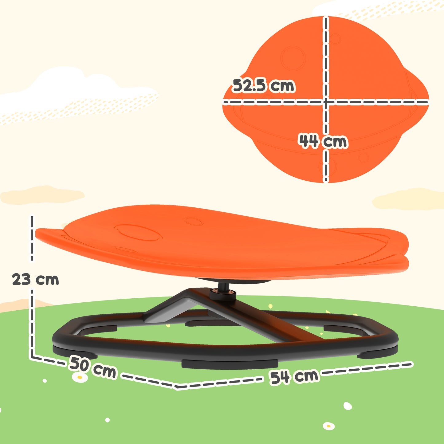 Planet-Shaped Kids Swivel Chair, Sensory Spinning Chair, Orange