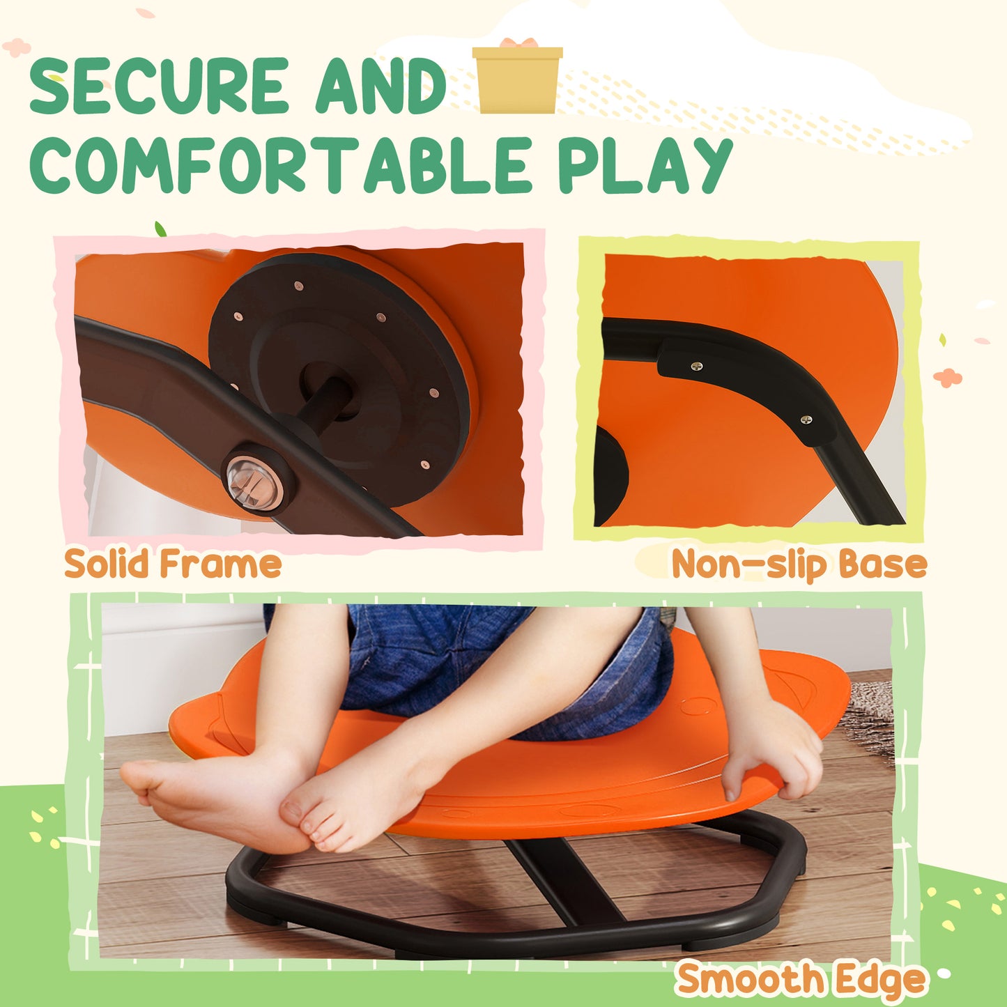 Planet-Shaped Kids Swivel Chair, Sensory Spinning Chair, Orange