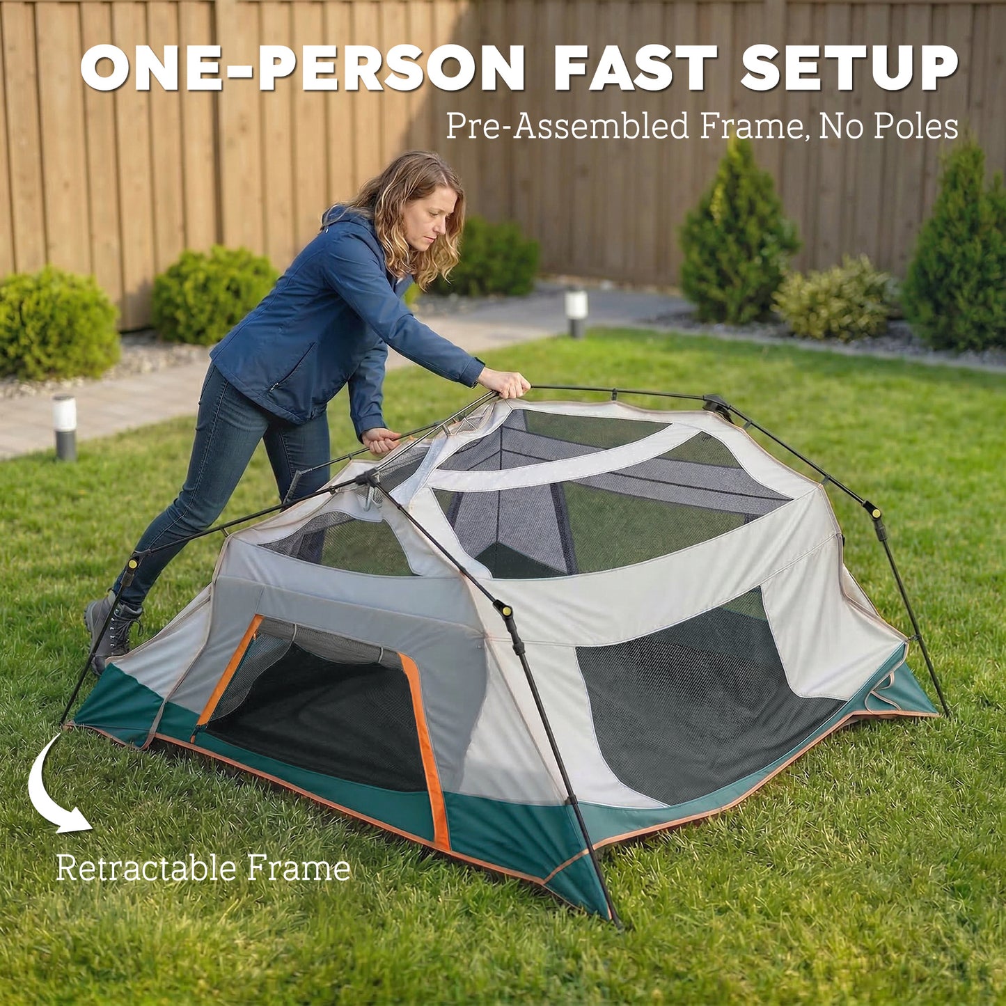 Camping Tent 3000mm Waterproof 4-6  Person Green