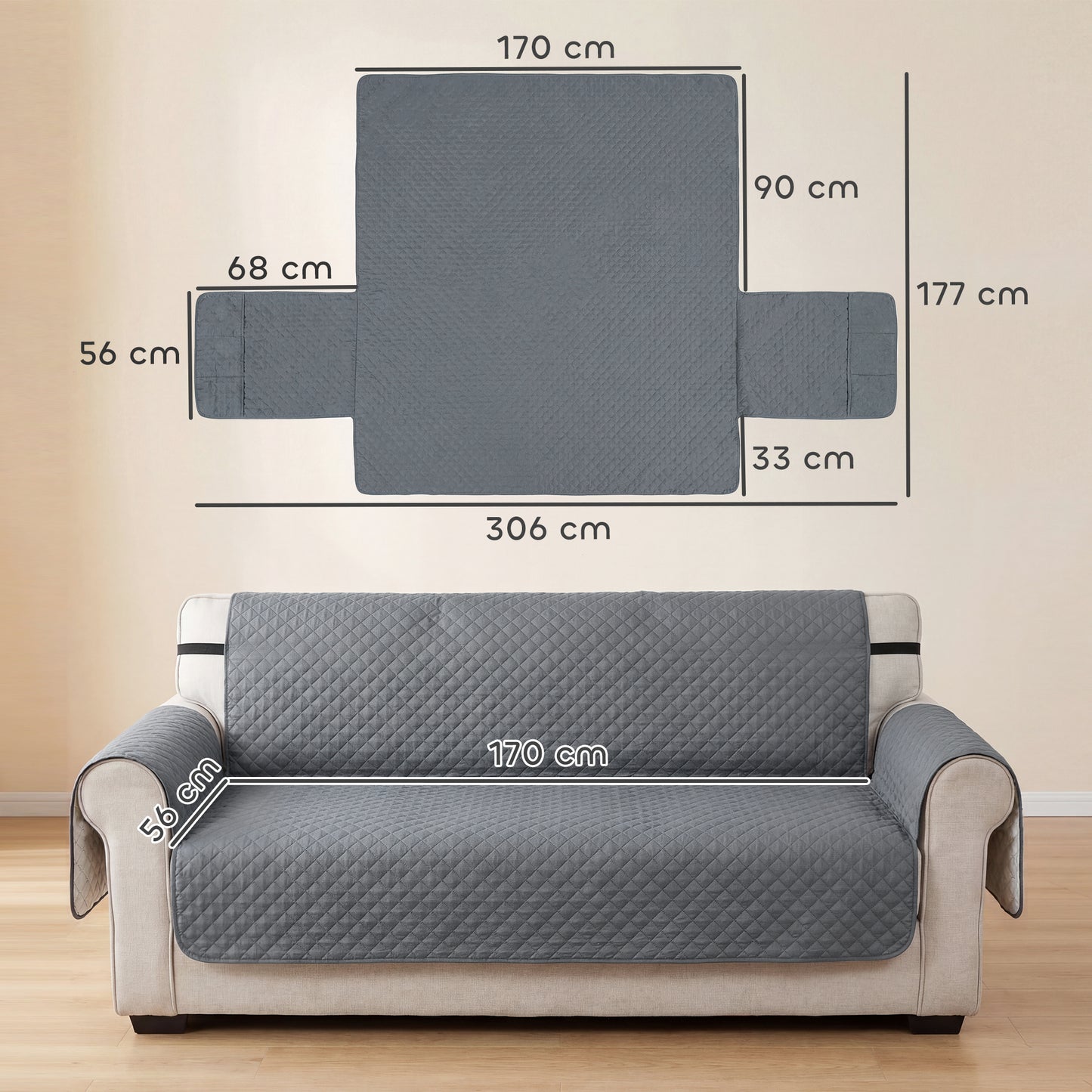 Waterproof Sofa Cover 3 Seater, Soft Couch Cover for Dogs Cats Pets