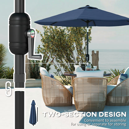 2.6M Garden Parasol Umbrella with Aluminium Pole, Tilt, Navy Blue