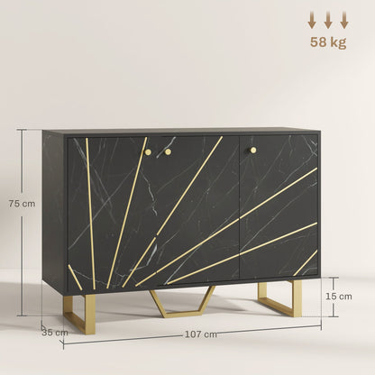 Sideboard Storage Cupboard with Metal Legs for Living Room, Black
